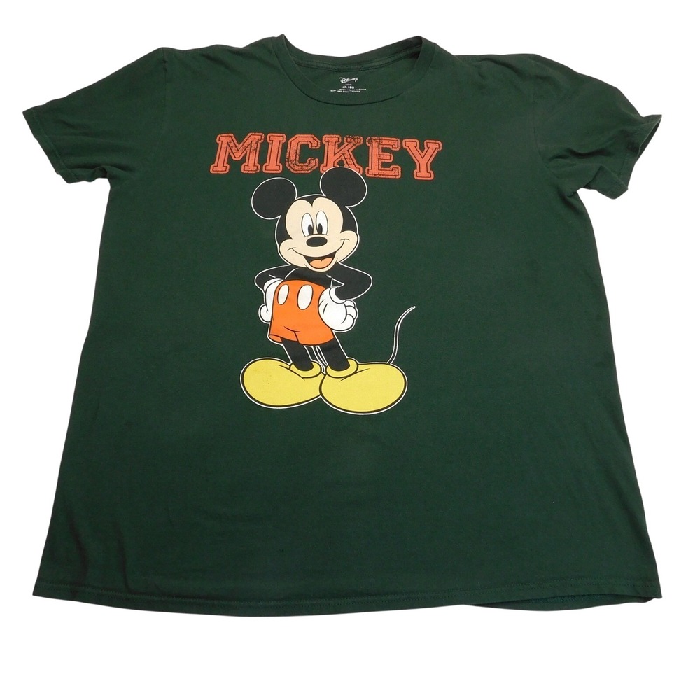 Disney Mickey‎ Mouse Graphic T-Shirt Men's XL Green Cotton Tee